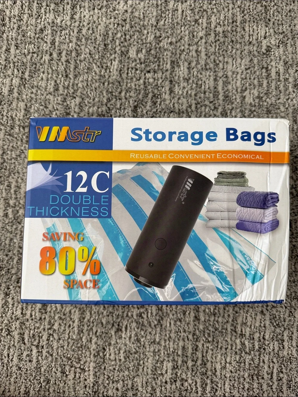 Vacuum Storage Bags - Reusable Space-Saving Set. Includes 4 Bags & Pump